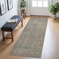 2x5 Runner Rug Machine Washable Boho Rug Runners for Hallway,Ultra-Thin Low Pile Rug,Lightweight Indoor Carpet,Non Slip Floral Runners for Enrtyway, Corridor, Home Office, Kitchen,Grayish Blue