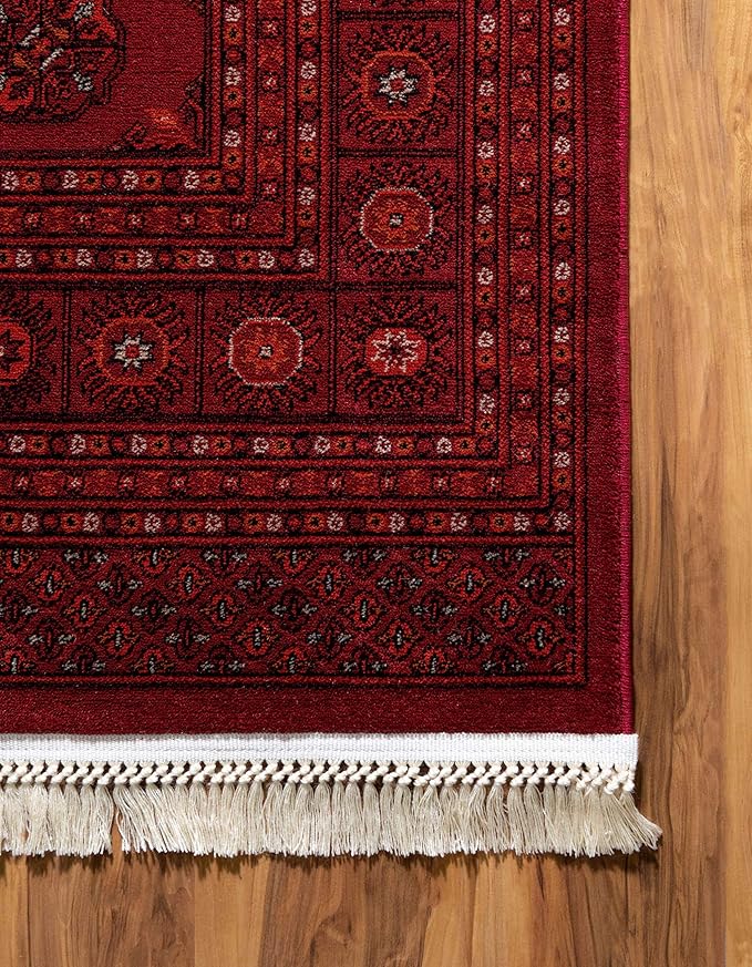 Unique Loom Tekke Collection Over-Dyed Saturated Traditional Torkaman Area Rug (5' 0 x 8' 0 Rectangular, Red/Burgundy)