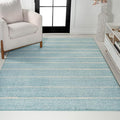 JONATHAN Y Williamsburg Minimalist Stripe Turquoise/Cream Indoor Area Rug, 3x5, Contemporary, Modern, Easy-Cleaning for Living Room, Bedroom, Kitchen, Pet Friendly, Non-Shedding (MOH201B-3)
