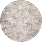 6ft Round Area Rug Living Room Rugs - 6x6 Washable Large Soft Indoor Neutral Modern Abstract Low Pile Rug Carpet for Bedroom Dining Room Farmhouse Home Office - Brown