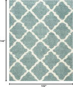 SAFAVIEH Dallas Shag Collection Area Rug - 8'6" x 12', Seafoam & Ivory, Trellis Design, Non-Shedding & Easy Care, 1.5-inch Thick Ideal for High Traffic Areas in Living Room, Bedroom (SGD257C)