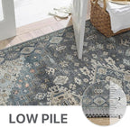 GENIMO 2x5 Washable Runner Rug for Hallway, Vintage Non Slip Low Pile Carpet, Soft Lightweight Printed Rug for Entryway, Kitchen, Corridor & Home Office, Slate Gray Blue