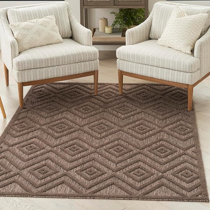 Nourison Home Versatile Brown 4' x 6' Area Rug - Easy Clean, Non Shedding, Bed Room, Living Room, Dining Room, Kitchen (4' x 6')