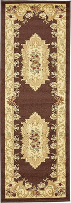 Unique Loom Versailles Collection Traditional Classic Floral Motif Area Rug (2' 2 x 6' 0 Runner, Brown/ Ivory)