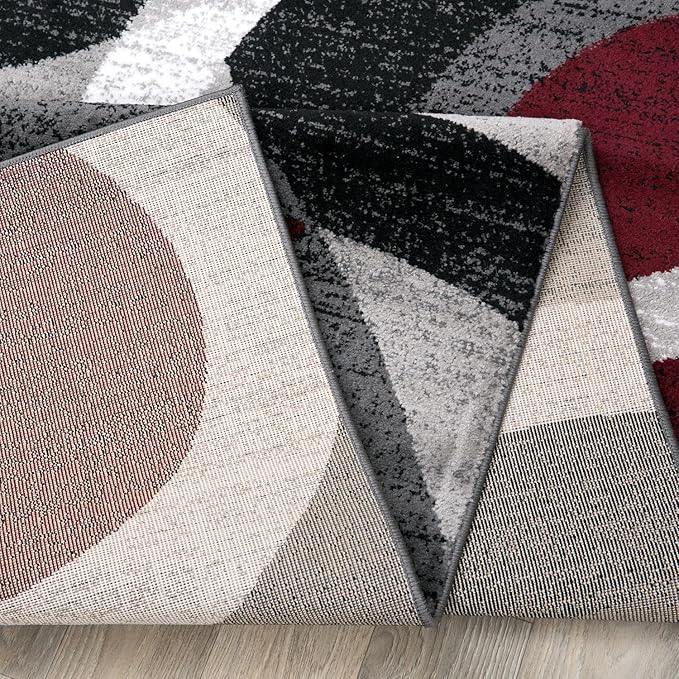 Rugshop Contemporary Abstract Circles Perfect for high Traffic Areas of Your Living Room,Bedroom,Home Office,Kitchen Runner Rug 2' x 7'2" Red