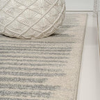 JONATHAN Y Khalil Modern Berber Stripe Cream/Gray Indoor Area Rug, 5x8, Contemporary, Bohemian, Easy-Cleaning for Living Room, Bedroom, Kitchen, Pet Friendly, Non-Shedding (MOH207C-5)