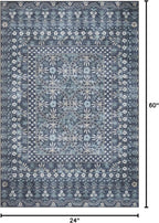 Loloi Rifle Paper Co. Maison Collection MAO-03 Rosette Blue 2'-0" x 5'-0", .19" Pile Height, Accent Rug