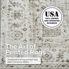 ReaLife Rugs Machine Washable Area Rug - Living Room Bedroom Bathroom Kitchen Entryway Office - Padded Low Pile Stain Resistant Premium - Boho Farmhouse Vintage - Joy - Beige Ivory 6' x 8'