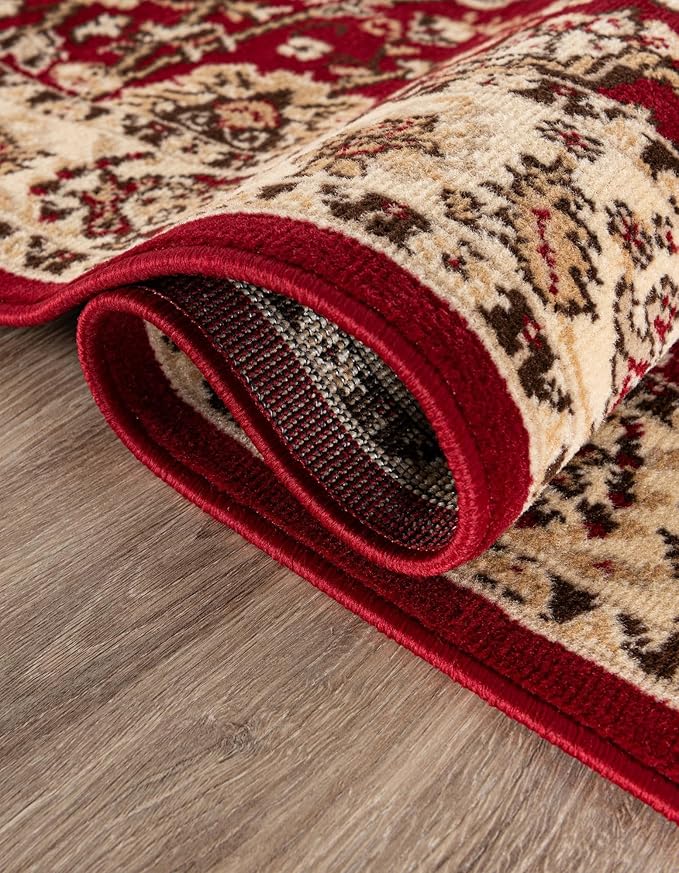 Unique Loom Sialk Hill Collection Area Rug - Washington (7' 11" x 10' Oval Burgundy/Cream)