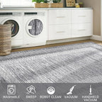 GarveeHome 10x13 Large Washable Geometric Area Rug Non Slip Non Shedding Floor Carpet, Modern Bordered Distressed Gray Indoor Printed Rug for Living Room, Bedroom, Office