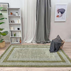 Alfa Rich 7x10 Green Washable Area Rugs for Living Room Bedroom Kitchen Dining Cotton Rug