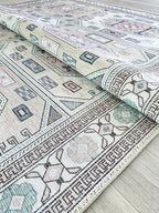 Fame Living Faded Oushak Rug, Turkish Vintage Floral Pastel Large Oversized Area Rugs for Living Room Dining Bedroom Kitchen Bathroom Nursery (848BrCr, 9' x 12')