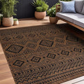 Beverly Rug Waikiki Boho Indoor Outdoor Rug 10x14, Washable Outside Carpet for Patio, Deck, Porch, Bohemian Area Rug, Farmhouse Rugs, Aztec Tribal Rug, Nut Brown and Black
