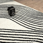 Abani Nuevo Beige Black Swirls Modern Area Rug 9' x 12' for Living Room, Bedroom - Abstract Design - Durable & Easy to Clean