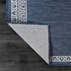 CAMILSON Outdoor Rug 6x9 Medallion Blue Modern Area Rugs for Indoor and Outdoor Patios Kitchen and Hallway Mats Washable Porch Deck Outside Carpet (Medallion Blue 6 x 9)
