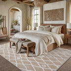 Beige 6x9 Area Rug Moroccan Shag Living Room Washable Carpet Soft Non Shedding Neutral Boho Plush Pile Modern Large Throw Rug for Office Bedroom Dining Room Playroom