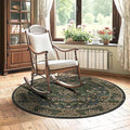 4ft Round Area Rugs for Living Room, Washable Floral Circle Rug Non Slip Low Pile, Vintage Boho Botanical Birds Throw Carpet for Farmhouse, Bedroom, Dining Room, Retro Gold/Green