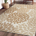 Beverly Rug Outdoor Rug 6x9 Modern Exotic Tropical Leaf Area Rugs for Indoor and Outdoor Patio Deck Porch Garden Water Resistant Washable Outside Carpet (6 x 9 Beige)