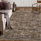 RUGSREAL Bedroom Area Rug 4x6 Modern Abstract Area Rug Stain Resistant Small Living Room Rug Contemporary Dining Room Rug Non-Slip Solid Rug Aesthetic Accent Floor Carpet for Kitchen Office, Brown