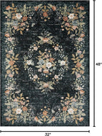 Loloi Rifle Paper Co. Laurel Collection LAU-01 Dark Navy 2'-8" x 4' Accent Rug