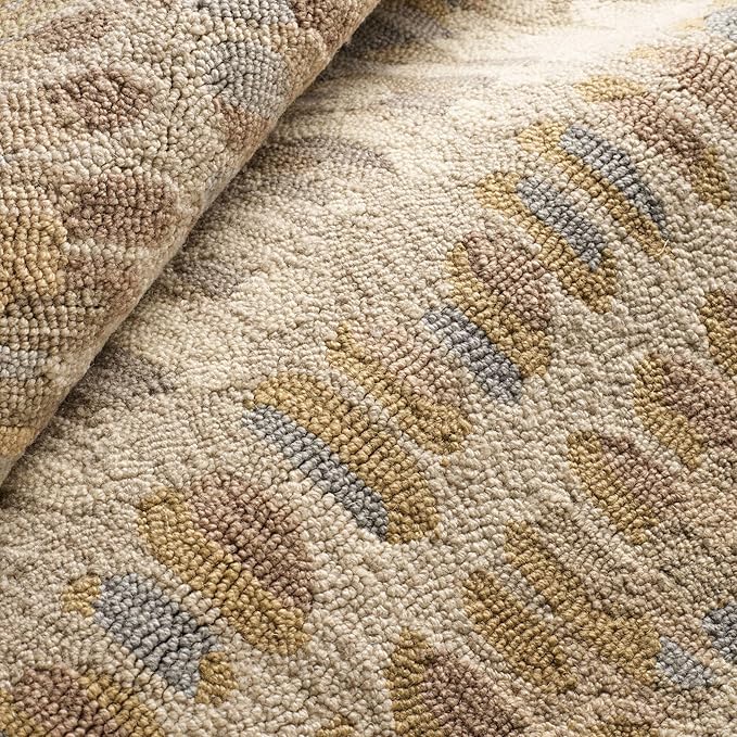 Dash and Albert Paint Chip Wool Area Rug - 2.5' x 8' Runner Neutral Graphic Hand Micro Hooked Accent Rug - Durable, High Traffic Areas Hallway, Bedroom, Stairs