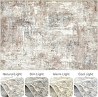 4x6 Rug Washable Area Rugs: Abstract Modern Soft Stain Resistant Indoor Floor Accent Non Slip Carpet for Living Room Entryway Kitchen Bedroom Nursery Office Bedside Home House Decor- Brown
