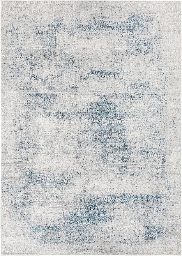 Unique Loom Finsbury Collection Area Rug - Sarah (7' 1" x 10' Rectangle, Blue/ Ivory)