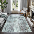 GLN Rugs Contemporary Collection - Machine Washable Area Rug, Contemporary Washable, Non Slip, Low Pile Chenille Rug, Living Room, Bedroom, Kitchen Rug (3' x 5' Grey/Green)