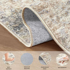 4x6 Area Rug Living Room Rugs - Washable Neutral Modern Abstract Soft Thin Rug Indoor Floor No Slip Rug Carpet for Bedroom Under Dining Table Home Office Decor - Golden Grey