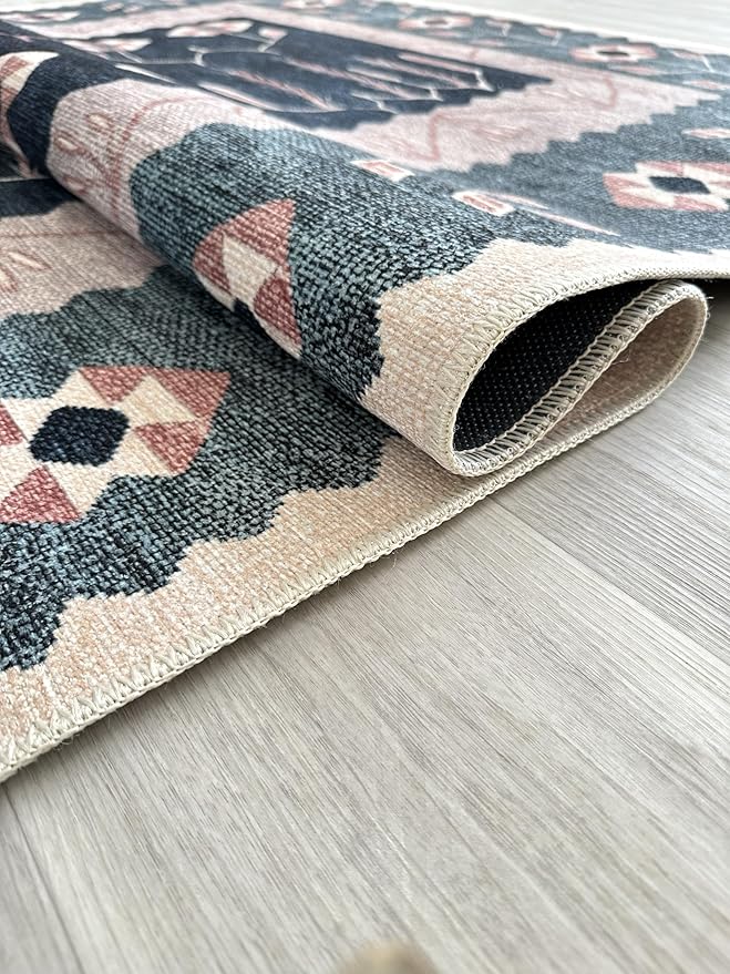 Fame Living Faded Oushak Rug, Turkish Vintage Floral Pastel Large Oversized Area Rugs for Living Room Dining Bedroom Kitchen Bathroom Nursery (862CN, 2'5 x 9'8)