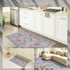 Fame Rugs Turkish Rug. Washable Vintage Oriental Antique Inspired Traditional Doormat Small Modern Area Rugs Luxury Entryway Entry Bedroom Bathroom Kitchen (401TB, 2'5 x 13'1)
