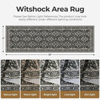 WITSHOCK Living Room Area Rugs 3x10: Soft Non-Slip Backing Washable Rugs Vintage Large Carpet for Bedroom Office Dining Room Kitchen Stain Resistant Home Decor Rug,Black