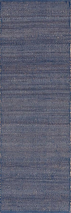 nuLOOM 2'6" x 8' Elfriede Jute & Cotton Hand Woven Area Rug, Blue, Solid Rustic Farmhouse Style, Weaved Design, Natural Fiber, For Bedroom, Living Room, Dining Room, Hallway, Office, Entryway