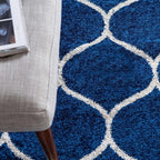 Rugs.com Lattice Frieze Collection Rug – 3' Square Navy Blue Medium Rug Perfect for Living Rooms, Kitchens, Entryways