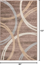 Rugshop Modern Wavy Circles Design Accent Rug, Fade-Resistant Carpet for Entryway, Bathroom, or Small Spaces, Brown, 2'7" x 4'