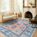 Fame Living Modern Oushak Rug, Vintage, Turkish, Eclectic, Floral, Pastel, Washable, Area Rugs for Living Room, Dining, Bedroom, Office, Entryway, Foyer, Playroom, Nursery, 5'x6'9"