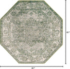 Unique Loom Isabella Collection Area Rug - Adjani (5' 1" Octagon, Green/ Ivory)