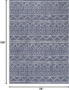 Beverly Rug Waikiki Indoor Outdoor Rug 6x9, Washable Outside Carpet for Patio, Deck, Porch, Trellis Area Rug, Water Resistant, Blue - White