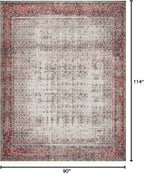 Loloi Layla Collection LAY-12 Ivory/Brick 7'-6" x 9'-6" .13" Thick Area Rug, Soft, Durable, Vintage Inspired, Distressed, Low Pile, Non-Shedding, Easy Clean, Printed, Living Room Rug