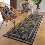 Rugcomf 2x6 Runner Rug Impressionist-Style Vintage Kitchen Rugs Non Slip Washable Soft Carpet Runner for Kitchen Laundry Bedroom Bathroom, Black