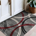 Rugshop Modern Wavy Circles Design Non-Shedding Accent Rug, Carpet for Entryway or Laundry Room, Red, 2'7" x 4'