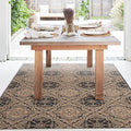 FH Home Flat Woven Outdoor Rug - Waterproof, Easy to Clean, Stain resistant - Premium Polypropylene Yarn - Mosaic Tile - Patio, Deck, Porch, Balcony, Laundry - Messina - Charcoal - 3ft 11 in x 5ft 6in
