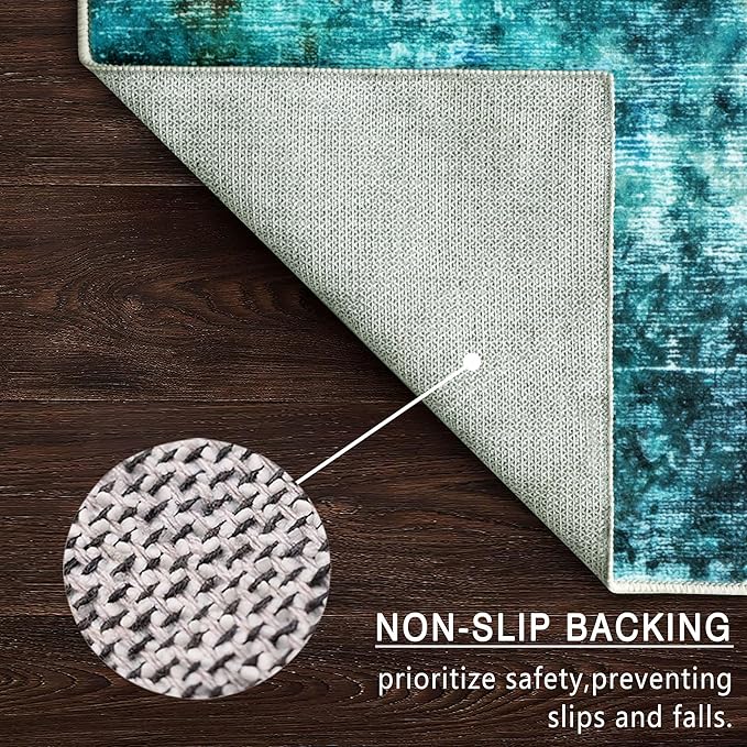 vivorug Runner Rug 2'x8' Machine Washable Non-Slip Runners for Hallways Kitchen Entryway Laundry Room Modern Abstract Carpet Hallway Runner, Rosy Clouds