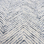 Modern Herringbone Chevron Collection Handcrafted Wool Area Rug - Durable, Zigzag Pattern, for High Traffic, Contemporary Design for Living Room, Bedroom, Dining Room Decor (Denim blue, 7' x 7')