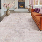 Modern Pink and Grey Rugs for Bedroom Girls - Abstract 6x9 Area Rug for Living Room, Dining Room Under Table, Thin & Soft Washable, Print Distressed Medallion Pattern