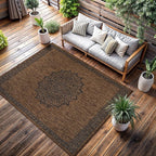 CAMILSON Outdoor Rug 10x14 Medallion Gold Modern Large Area Rugs for Indoor and Outdoor Patios Kitchen and Hallway Mats Washable Porch Deck Outside Carpet (Medallion Gold 10 x 14)