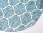 Rugs.com Lattice Frieze Collection Rug – 8' Round Light Blue Medium Rug Perfect for Kitchens, Dining Rooms