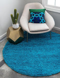 Unique Loom Solid Shag Collection Area Rug (5' 1" Round, Turquoise)