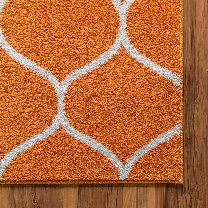 Rugs.com Lattice Frieze Collection Rug – 2' x 3' Orange Medium Rug Perfect for Living Rooms, Large Dining Rooms, Open Floorplans