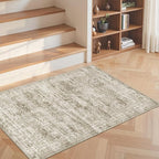 2x3 Washable Rugs for Kitchen, Floor, Entryway, Powder Room Small Area Rug Non-Slip Vintage Low Pile Throw Door Mat Brown